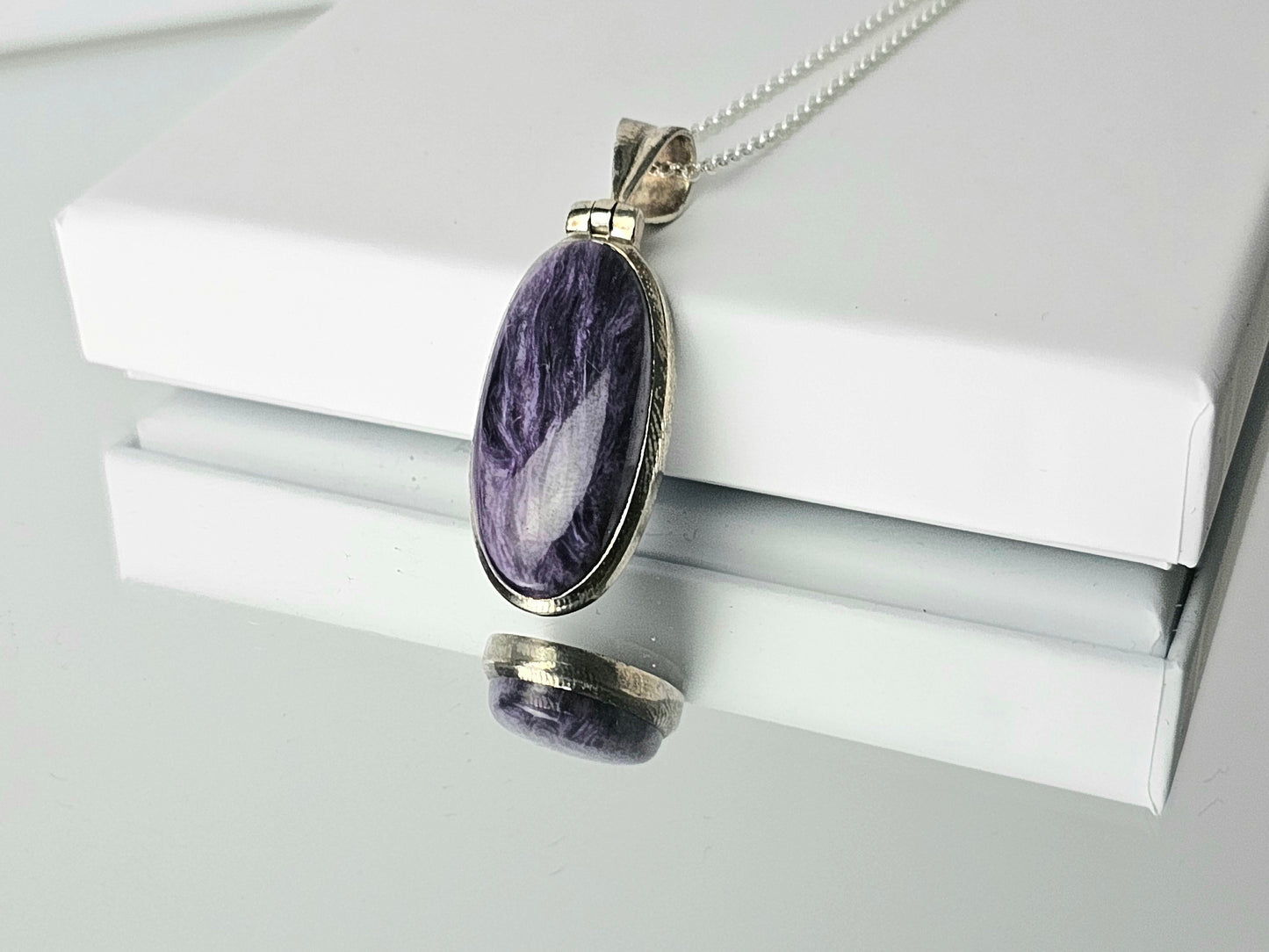 Charoite Crystal Necklace 925 Silver (#62)