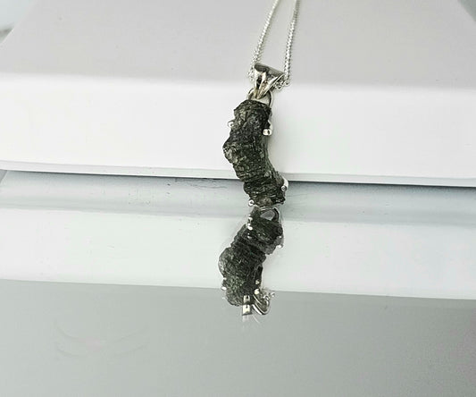 Moldavite Crystal Necklace 925 Silver (#22)