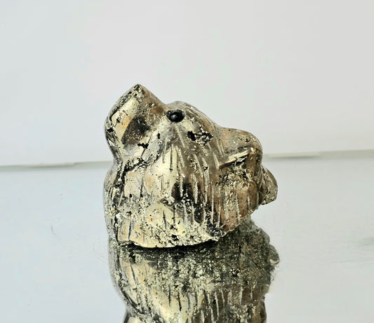 Peruvian Pyrite Crystal Carving - Bear (#2)