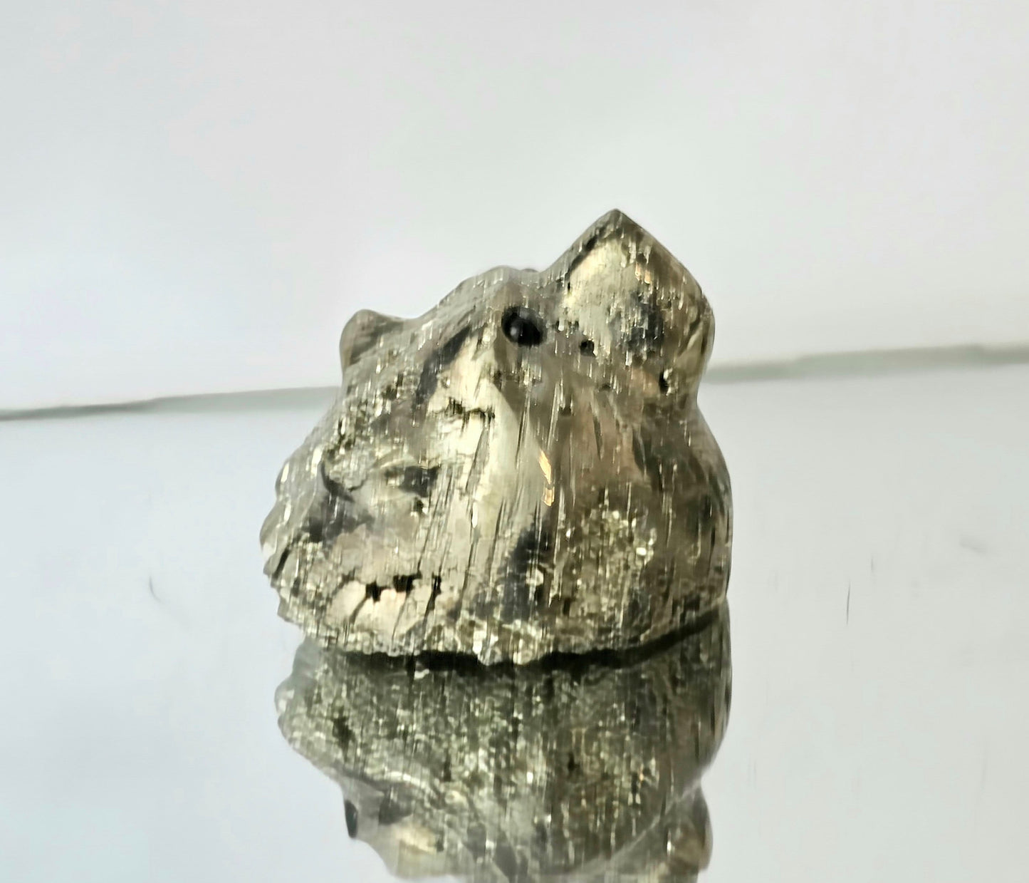 Peruvian Pyrite Crystal Carving - Bear (#2)