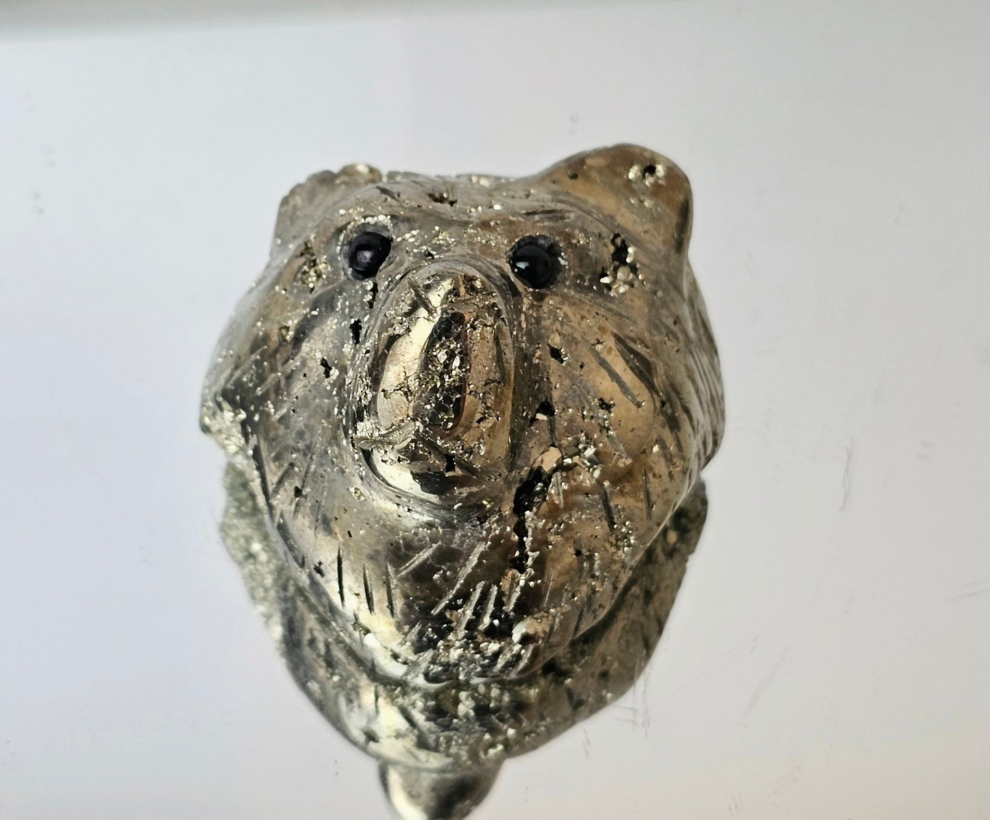 Peruvian Pyrite Crystal Carving - Bear (#2)