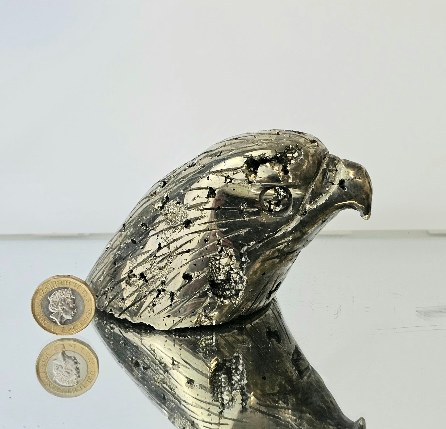 Peruvian Pyrite Crystal Carving - Eagle (#1)