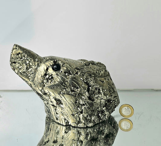 Peruvian Pyrite Crystal Carving - Bear (#7)