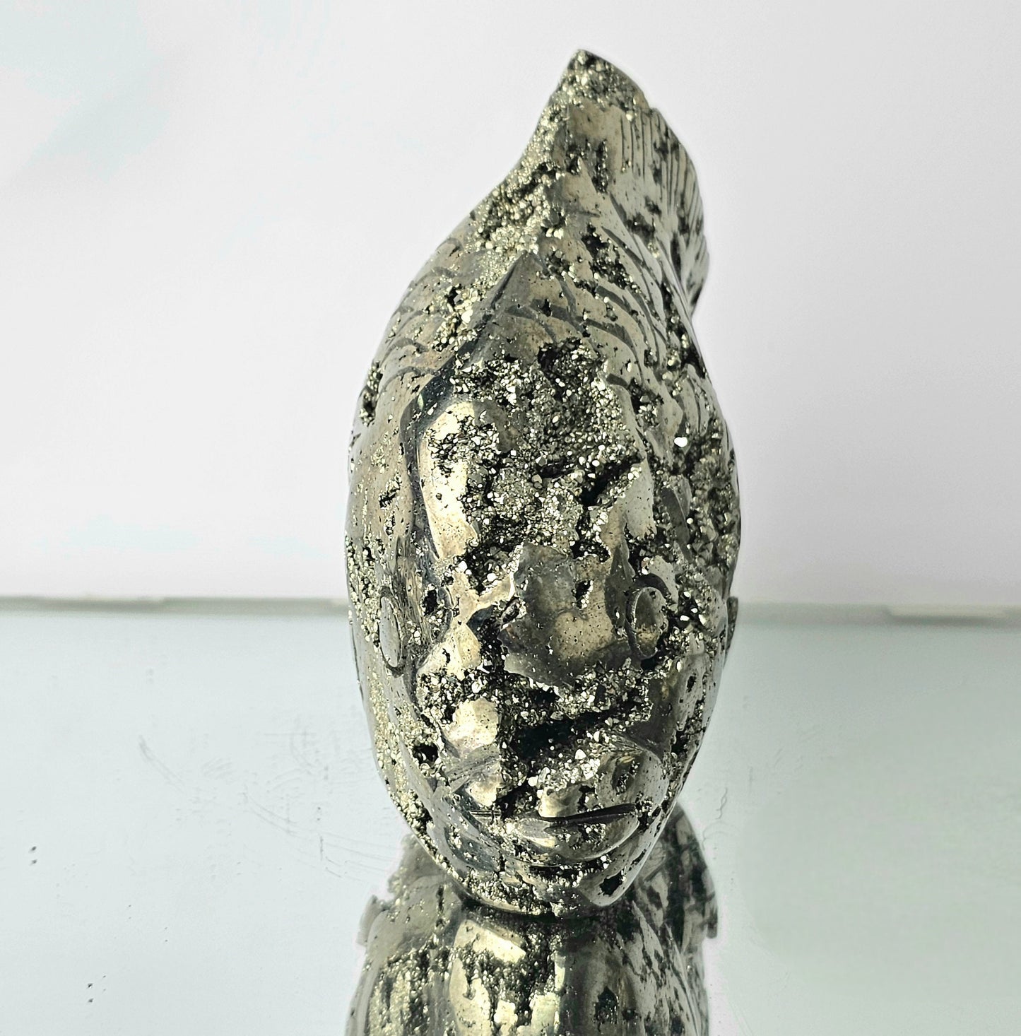Peruvian Pyrite Crystal Carving - Fish (#6)