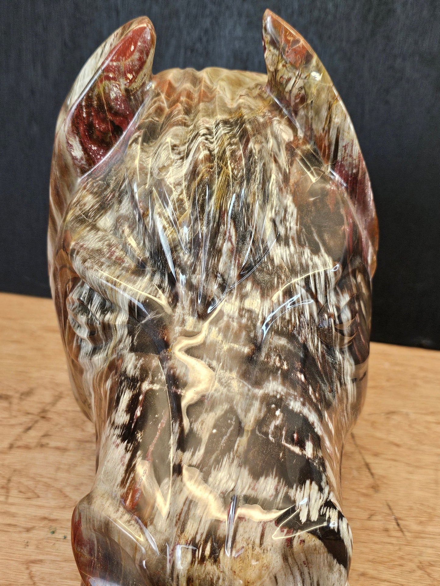 Large Horse Head Fossil Wood Carving
