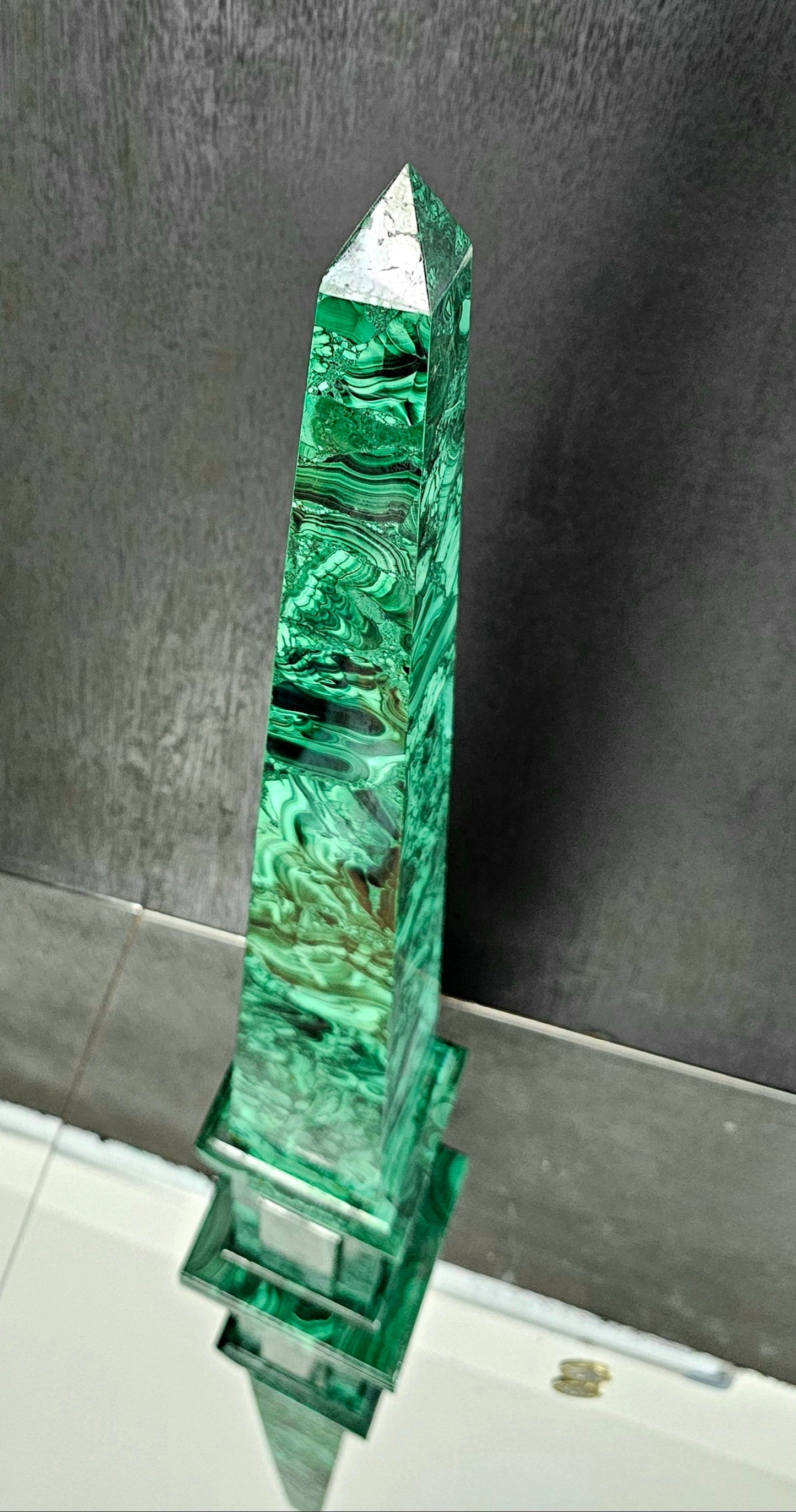 Very Large Malachite Crystal Obelisk (#3)