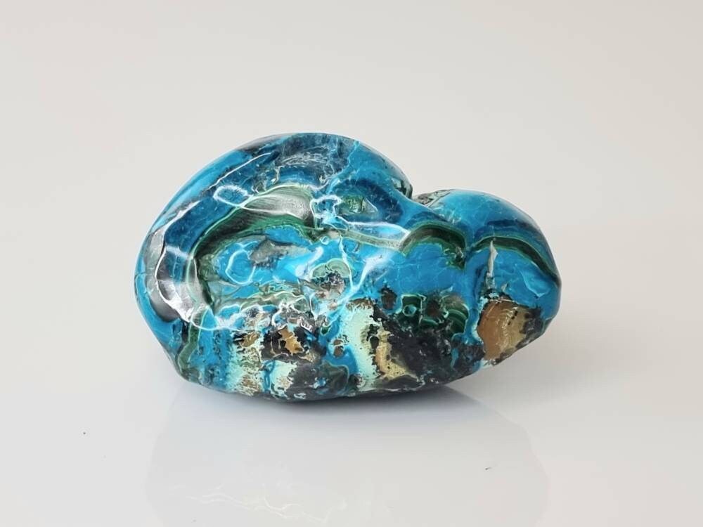 3) large chrysocolla crystal polished