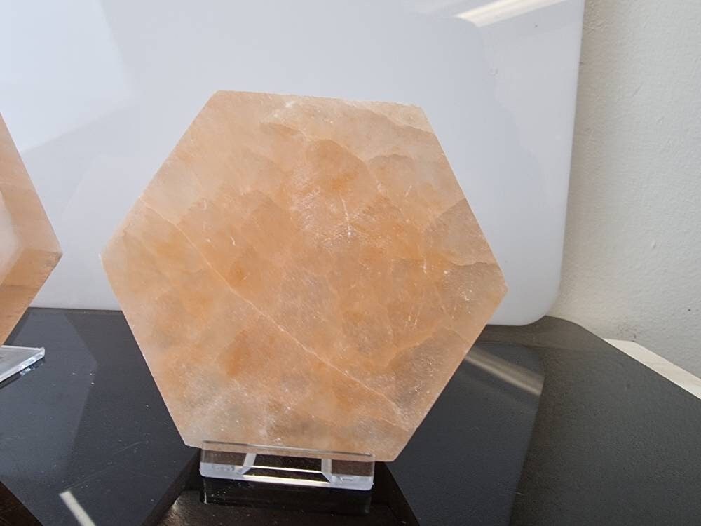 Orange selenite crystal design plate disc circle 10.5 cm