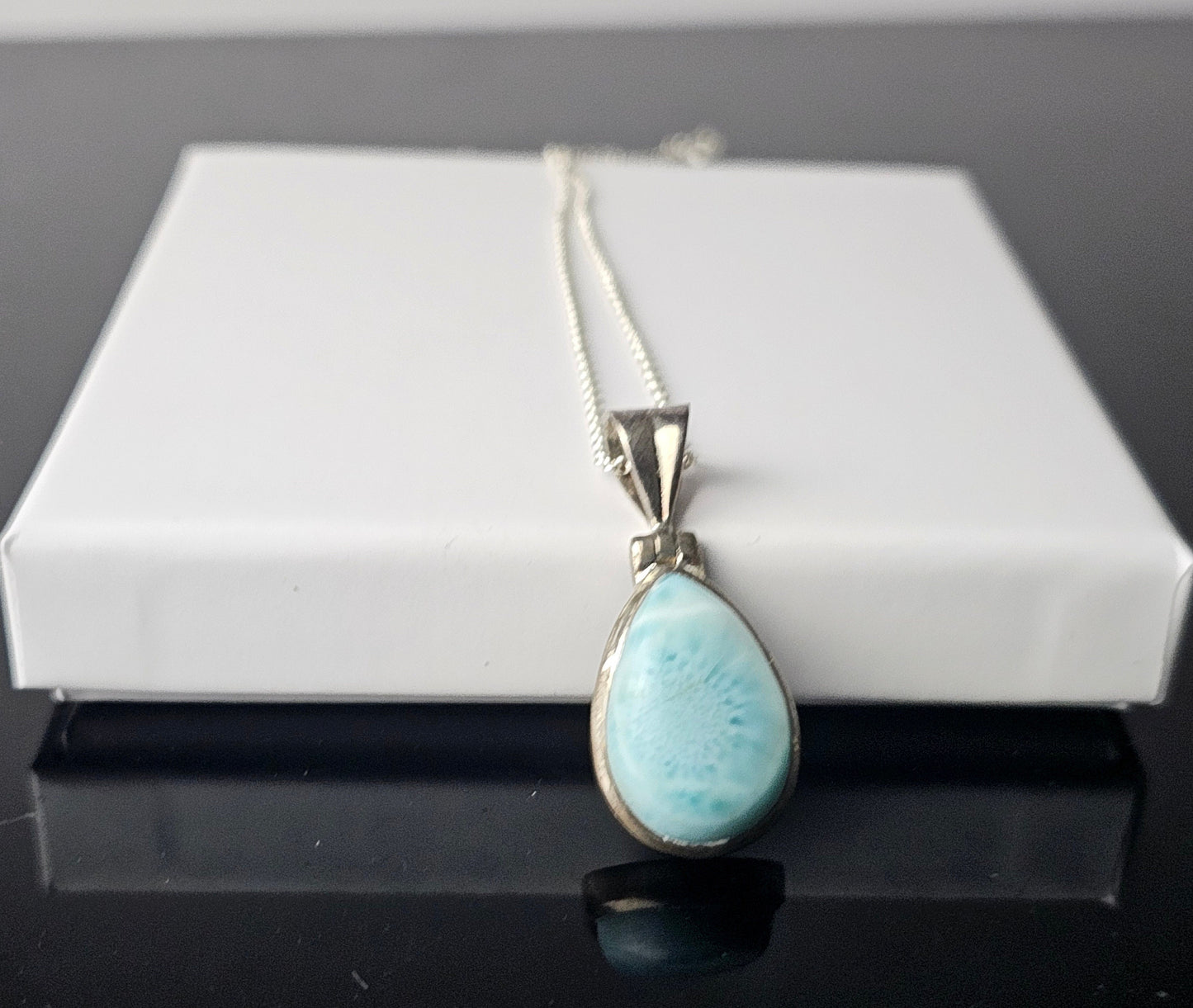 329) larimar crystal necklace 925 silver