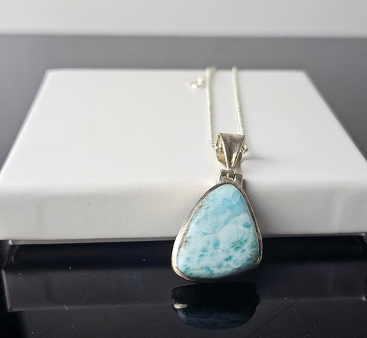 316) larimar crystal necklace 925 silver