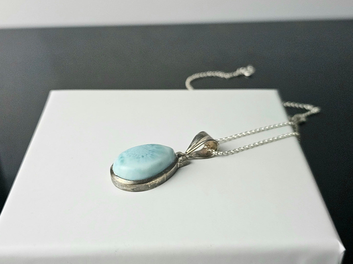 329) larimar crystal necklace 925 silver