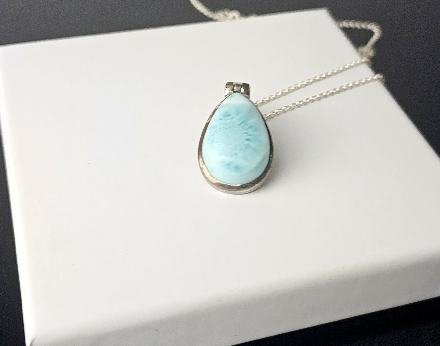 329) larimar crystal necklace 925 silver
