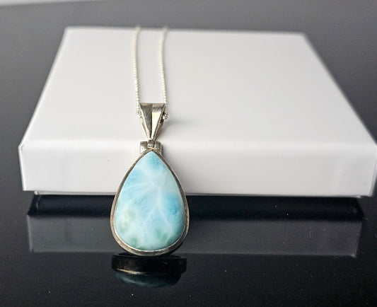 314) larimar crystal necklace 925 silver