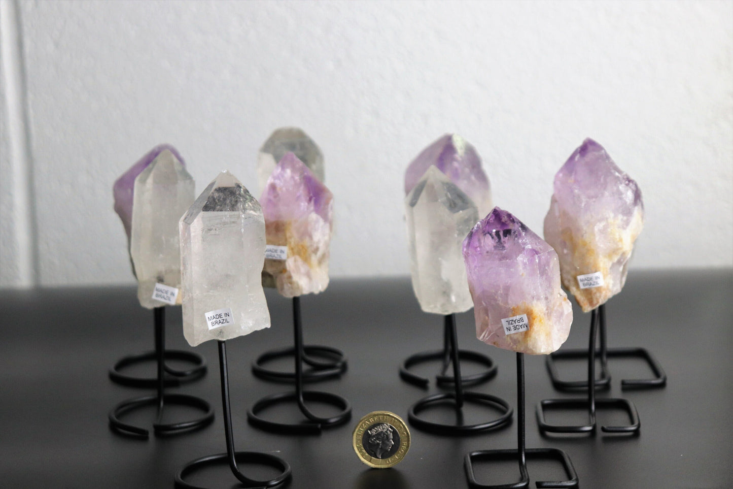 Amethyst & quartz crystal points 10cm
