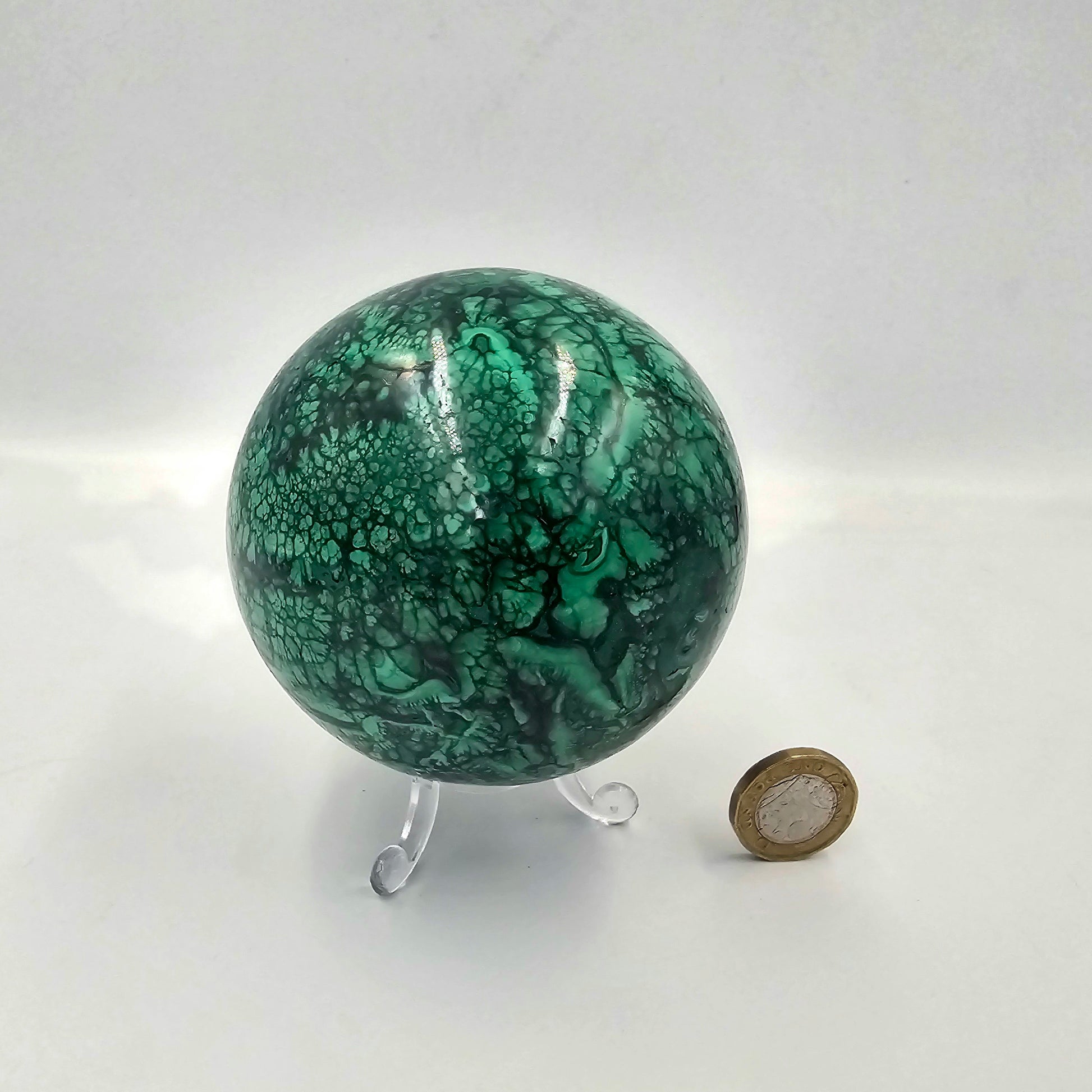large malachite crystal sphere