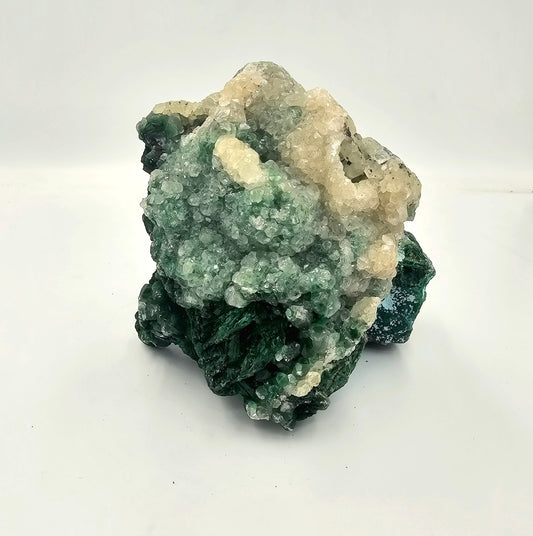 Large Natural Velvet Malachite with Calcite Covering Collector Crystal.