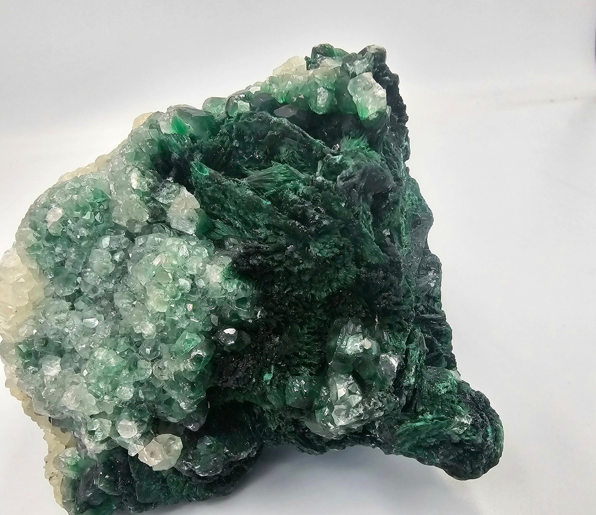 Large Natural Velvet Malachite with Calcite 
