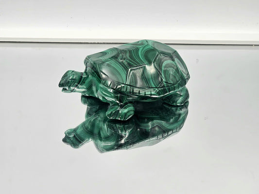 Large Malachite Crystal Turtle Carving  503g