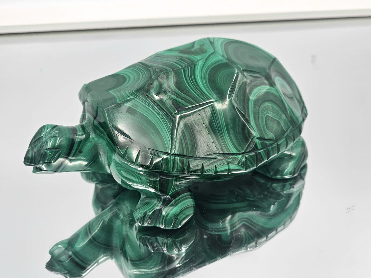 Large Malachite Crystal Turtle Carving  503g