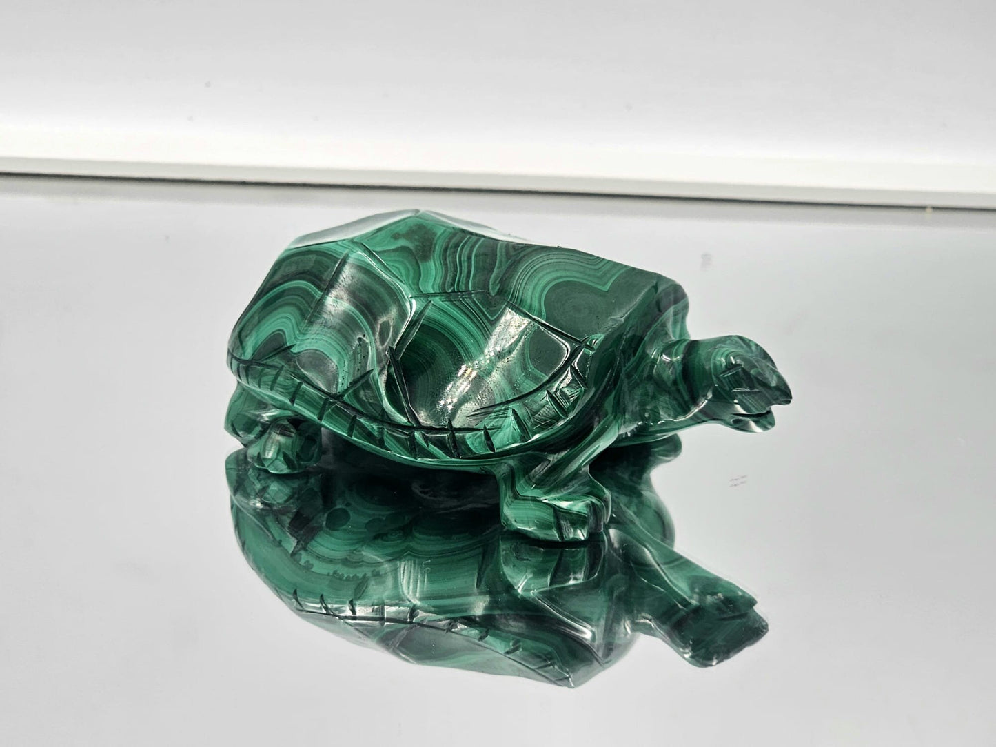 Large Malachite Crystal Turtle Carving  503g