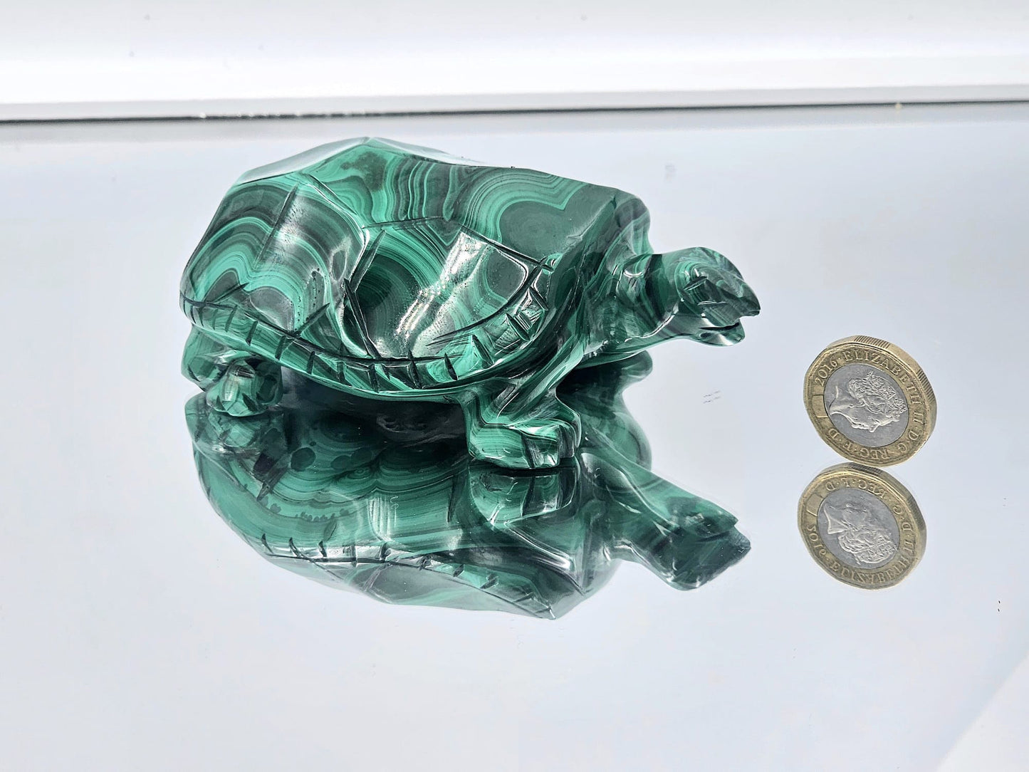 Large Malachite Crystal Turtle Carving  503g