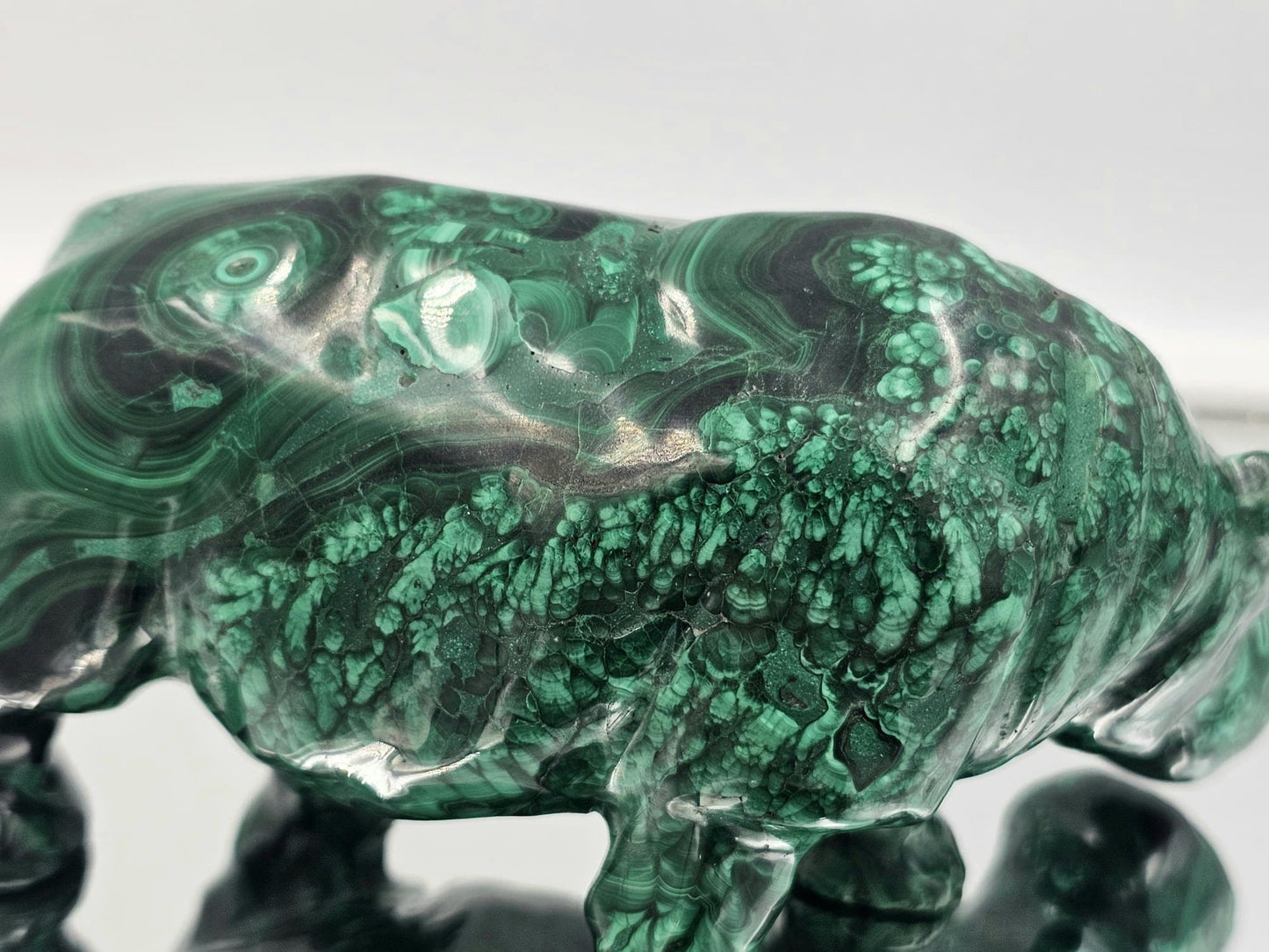 Large Malachite Crystal Hippo Carving  1.32 KG