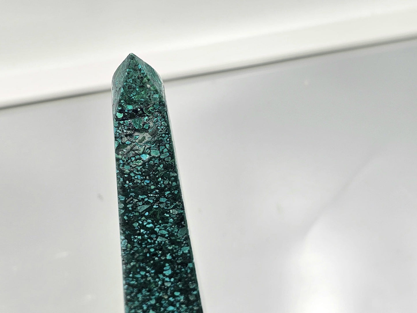 Large Malachite Chrysocolla Obelisk Tower
