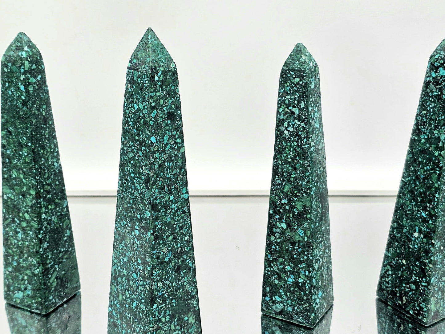 Large Malachite Chrysocolla Obelisk Tower