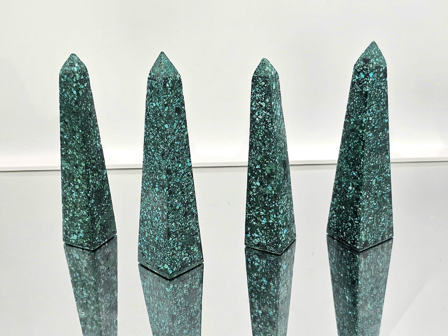 Large Malachite Chrysocolla Obelisk Tower
