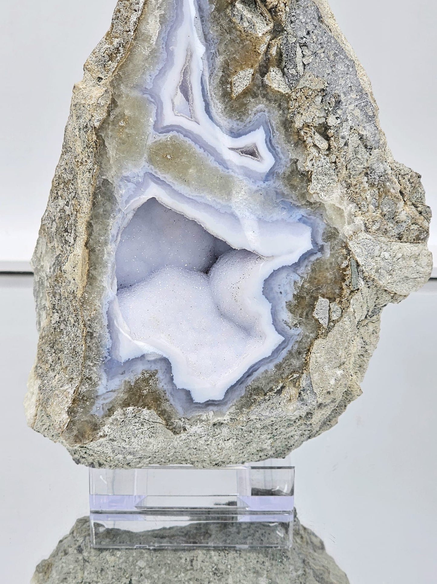 1) Large Blue Lace Agate Crystal