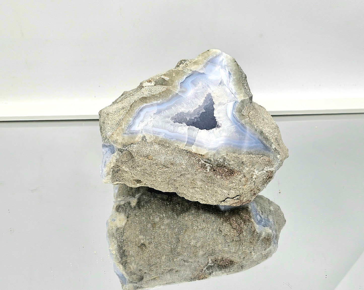 Large Blue Lace Agate Crystal Geode (#4)
