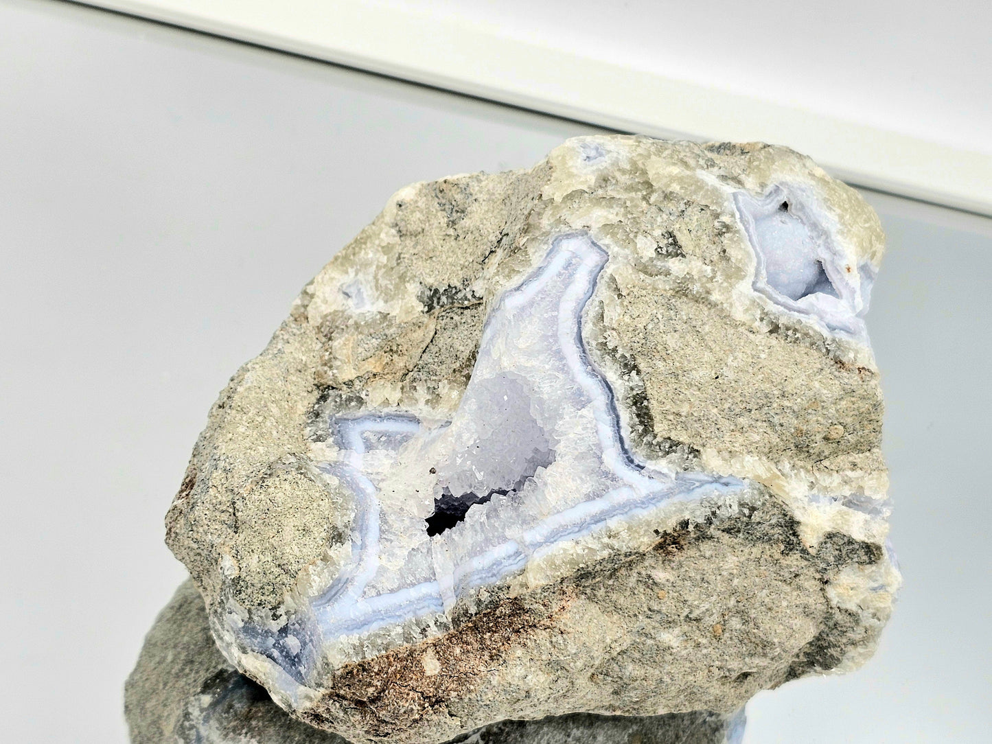 Large Blue Lace Agate Crystal Geode (#4)