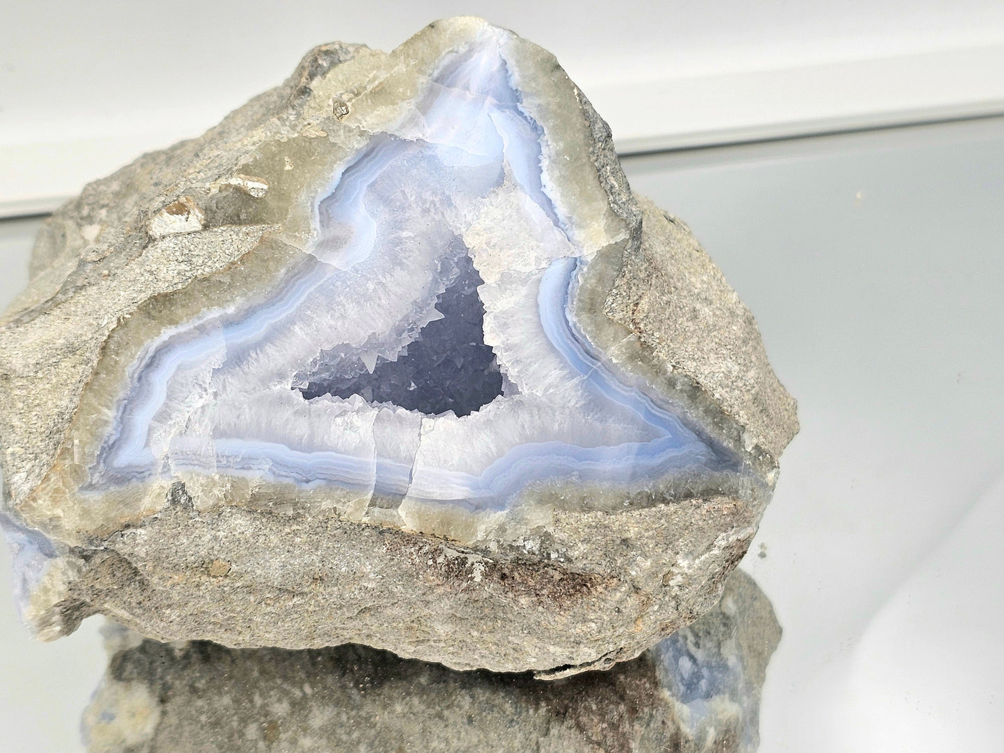 Large Blue Lace Agate Crystal Geode (#4)