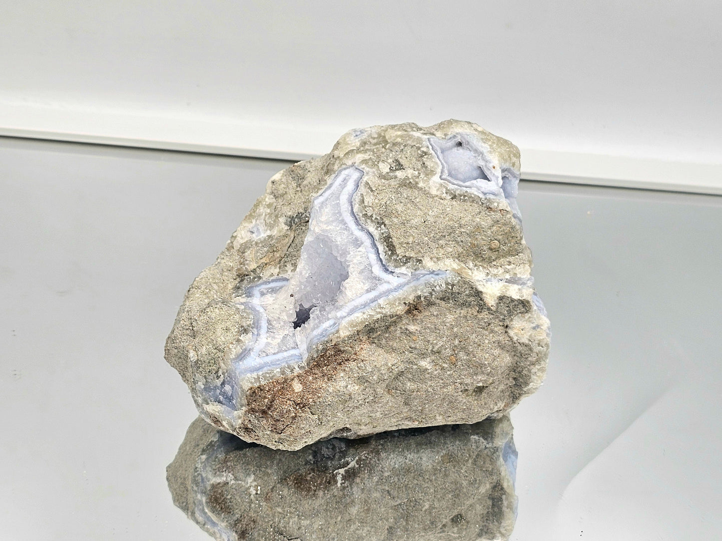 Large Blue Lace Agate Crystal Geode (#4)