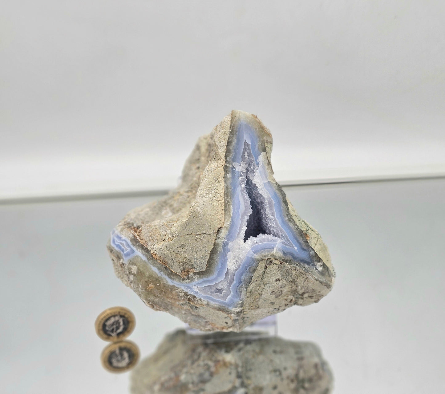 Large Blue Lace Agate Crystal Geode (#14)
