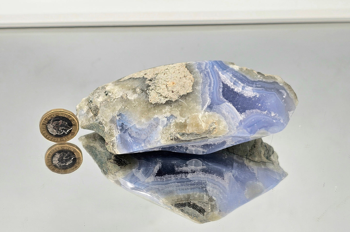 Large Blue Lace Agate Crystal Geode (#8)