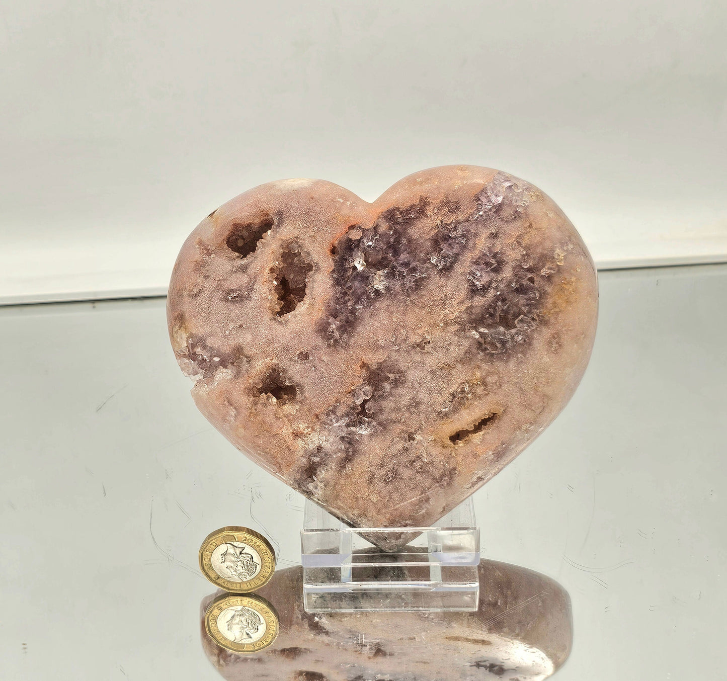 Large Pink Amethyst Crystal Heart (#7)