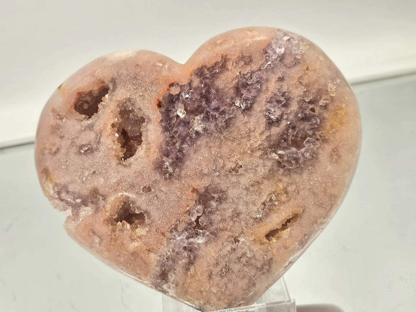 Large Pink Amethyst Crystal Heart (#7)