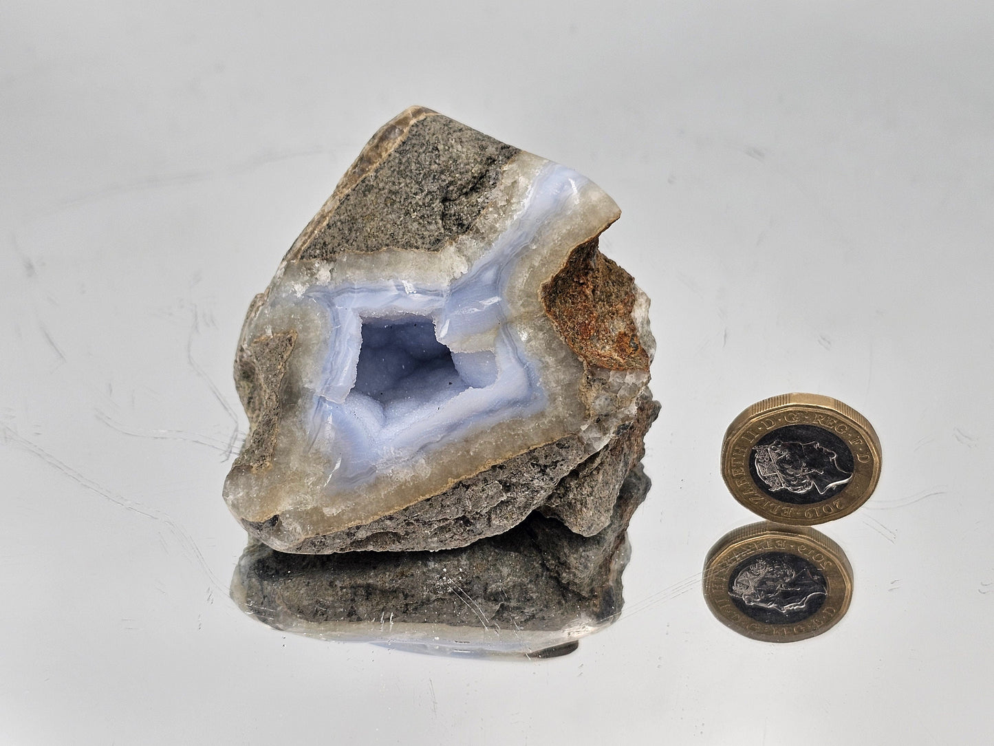 Small Blue Lace Agate Crystal Geode (#31)