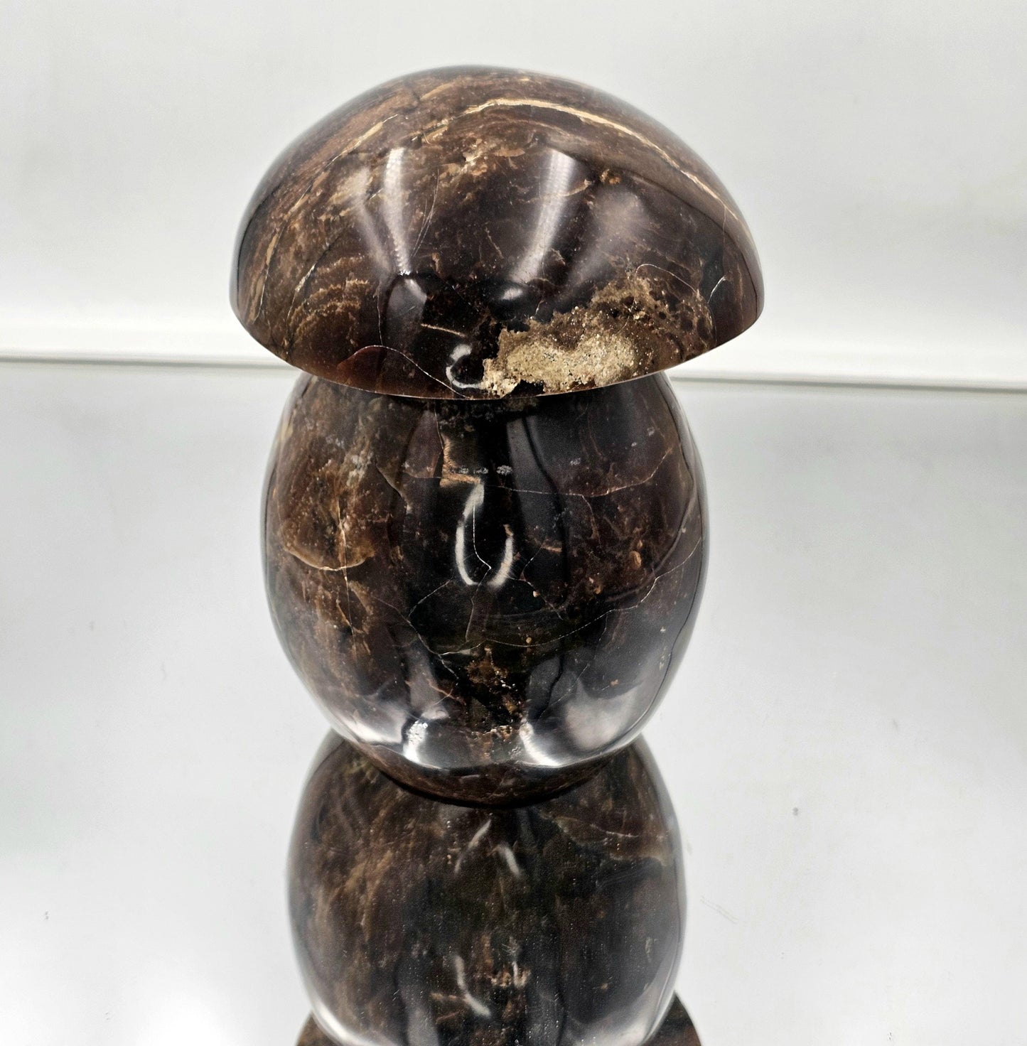 Extra Large Black Opal Crystal Mushroom Carving (#2)