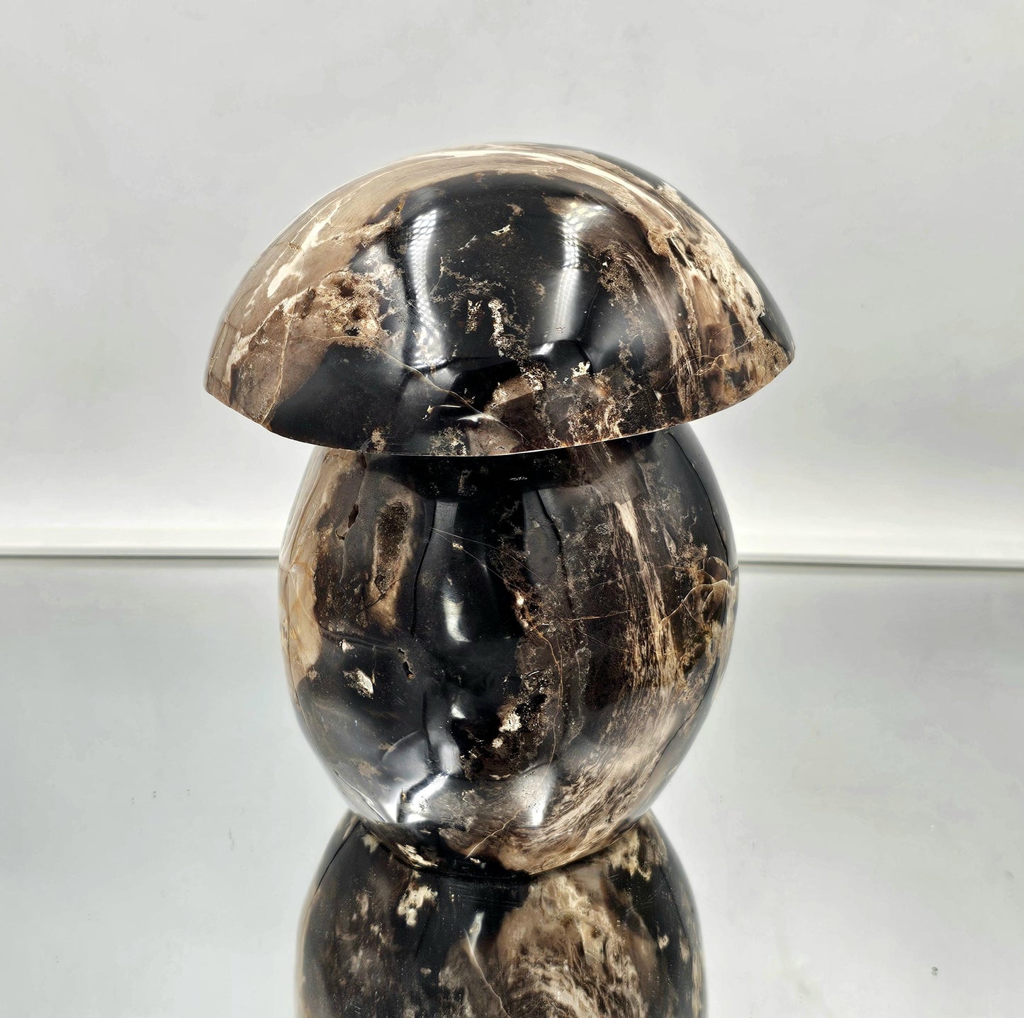 Extra Large Black Opal Crystal Mushroom Carving