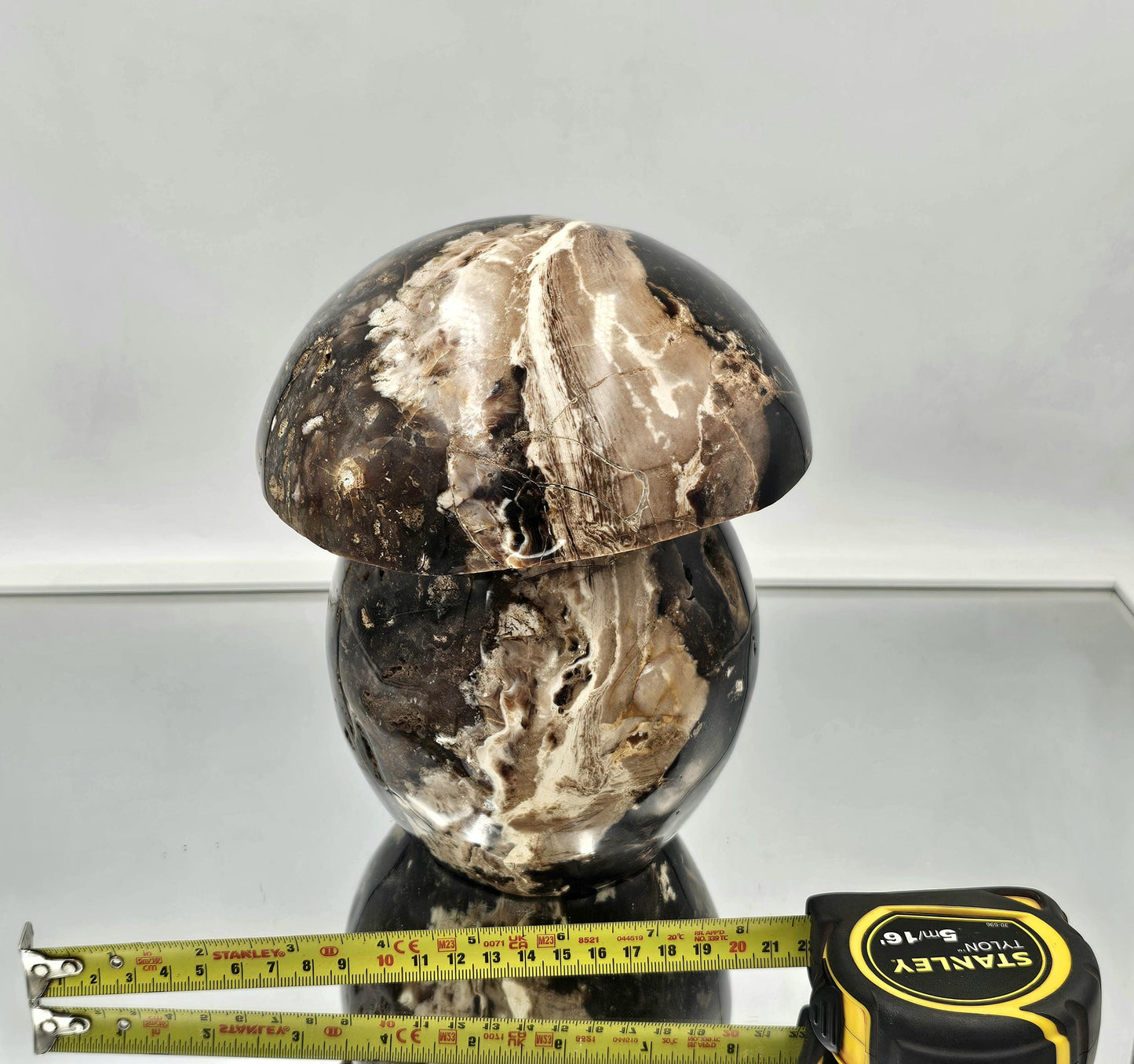 Extra Large Black Opal Crystal Mushroom Carving