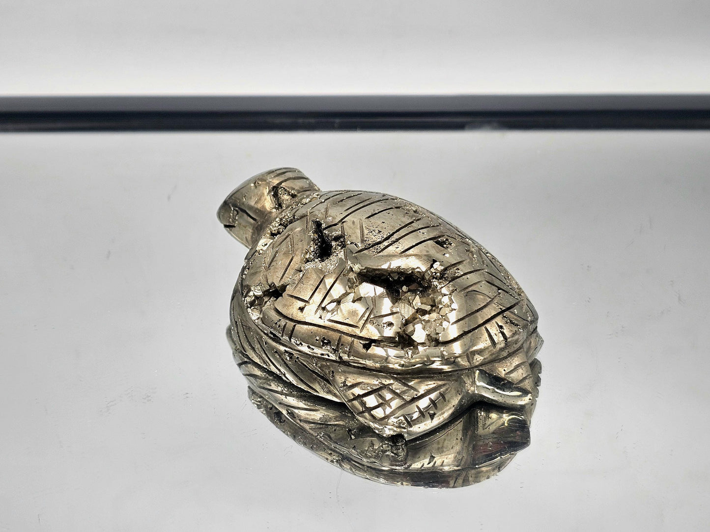 Gold Pyrite Turtle Crystal Carving  (DP)