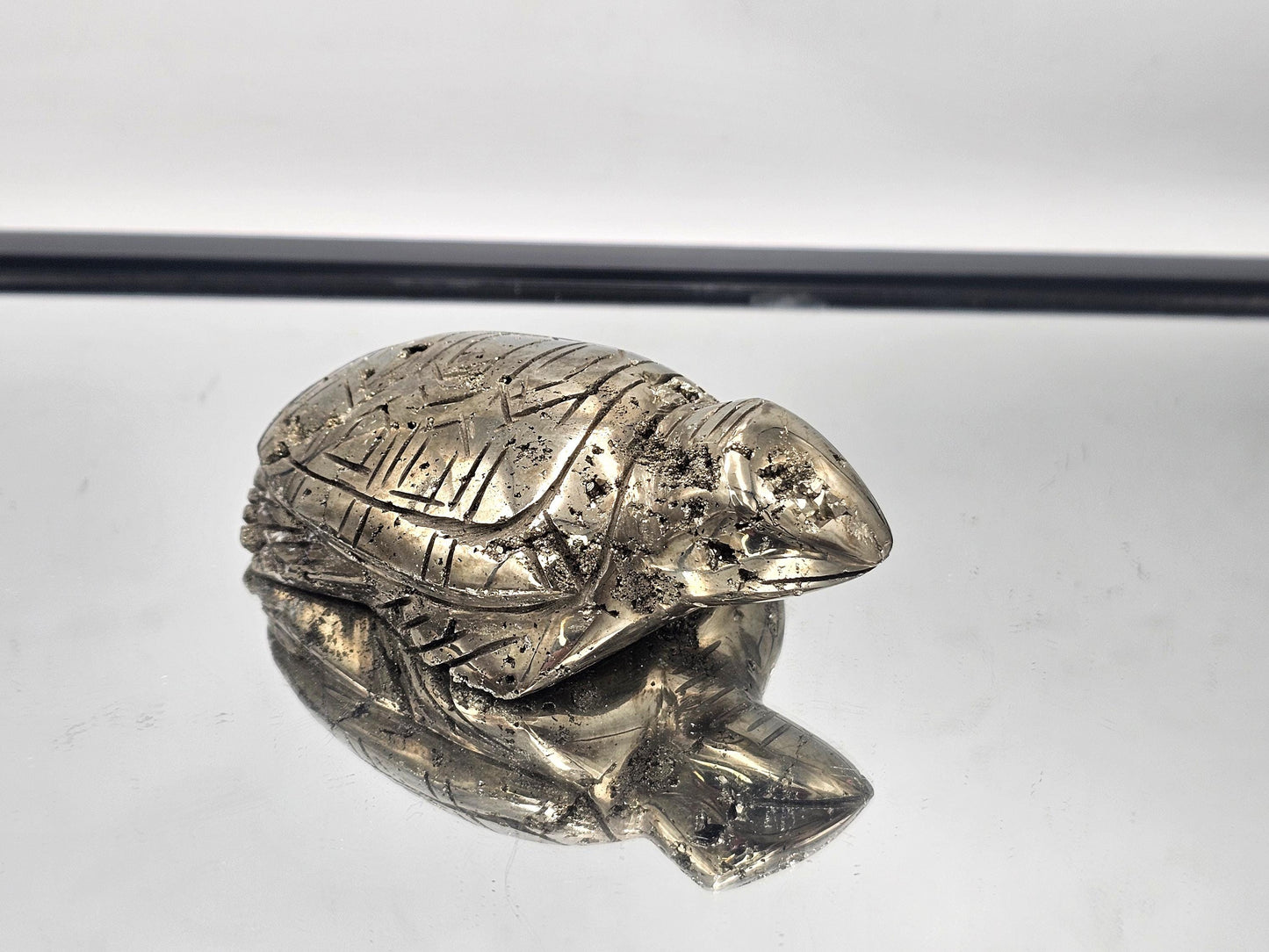 Gold Pyrite Turtle Crystal Carving  (DP)