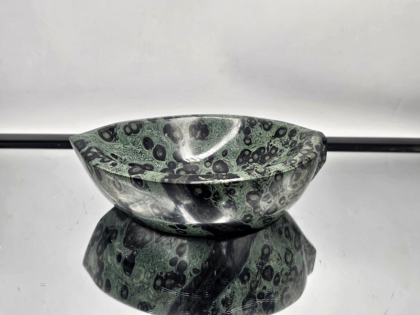 Large Kambaba Jasper Crystal Leaf Bowl (#9)