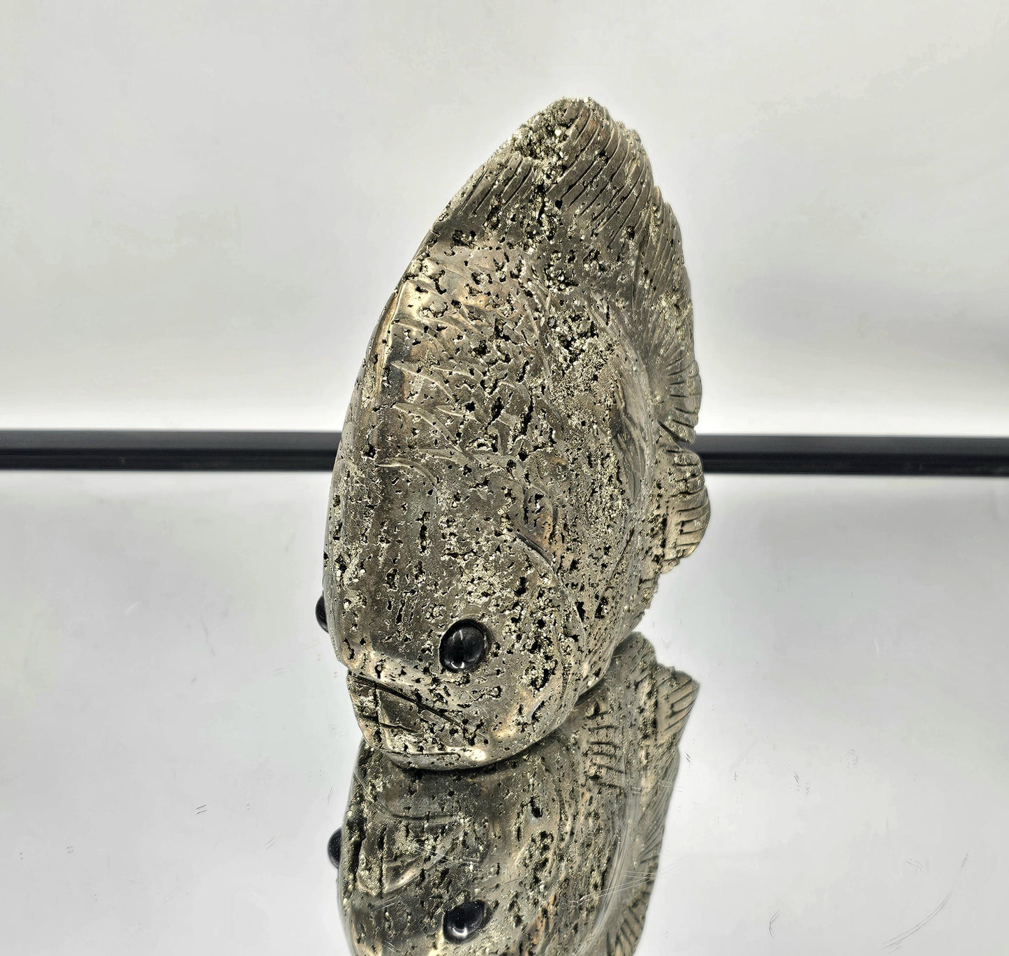 Large Gold Pyrite Fish Crystal Carving  (DP)