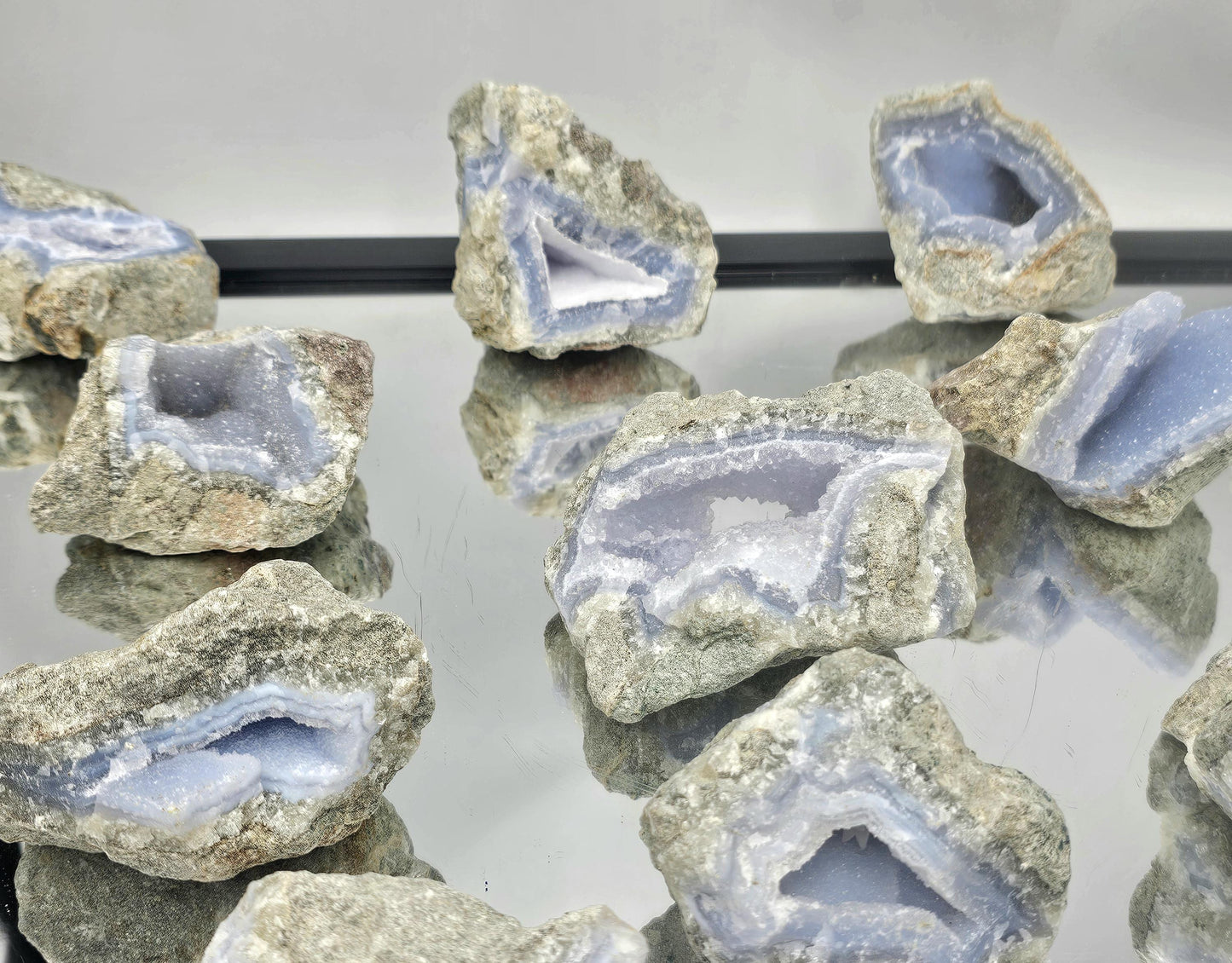 Blue Lace Agate Crystal Geodes Rough Malawi Africa