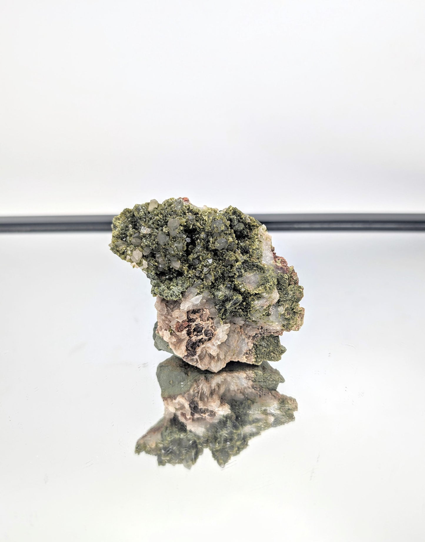 Forest Epidote On Quartz Crystal Fine Mineral (#11)
