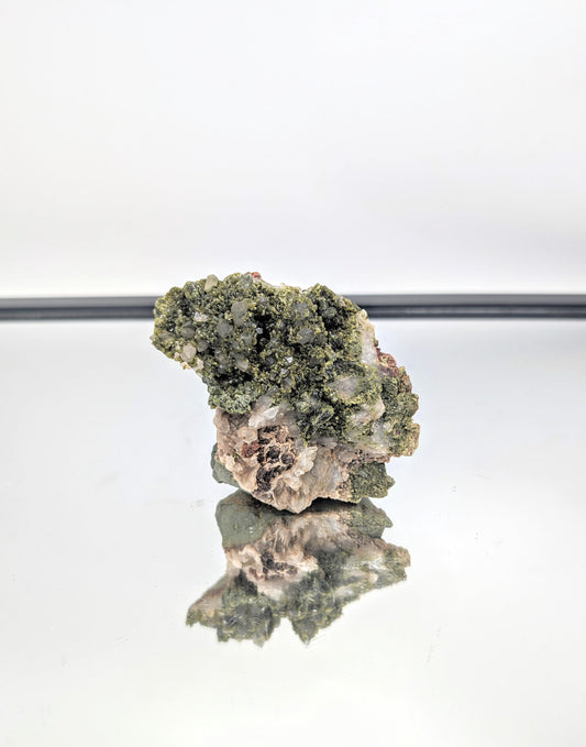 Forest Epidote On Quartz Crystal Fine Mineral (#11)