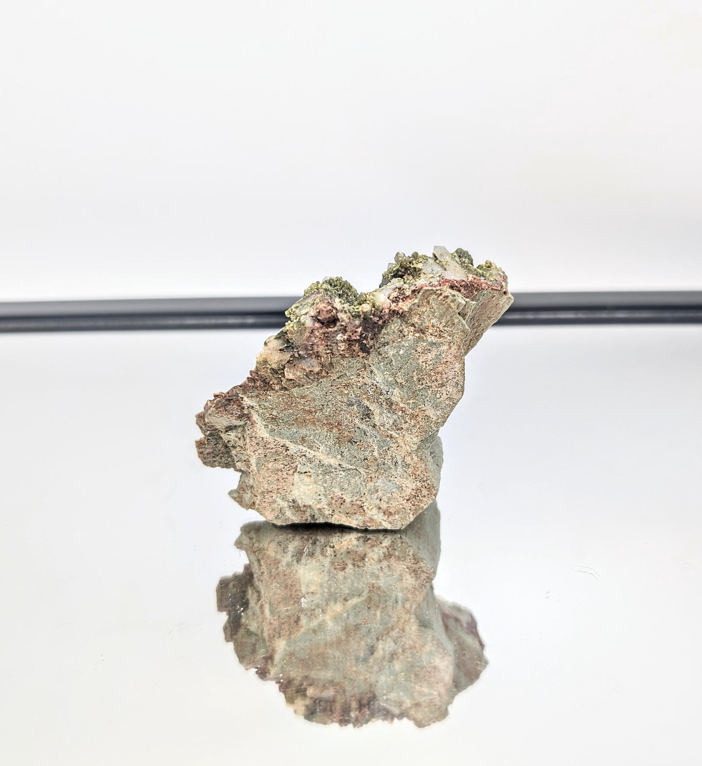 Forest Epidote On Quartz Crystal Fine Mineral (#11)